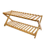 جا کفشی دوطبقه بامبو وارداتی با رنگ طبیعی و طراحی ساده و شیک