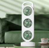 پنکه شارژی ۳ فن رومیزی با شارژ Type‑C و سه سطح سرعت، مناسب میز کار و خواب