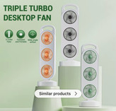 پنکه شارژی ۳ فن رومیزی با شارژ Type‑C و سه سطح سرعت، مناسب میز کار و خواب